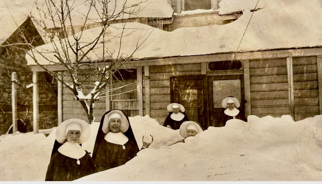 (Holy Cross Ministries) The Holy Cross Sisters enjoy a Utah winter sometime in the late 1800s.