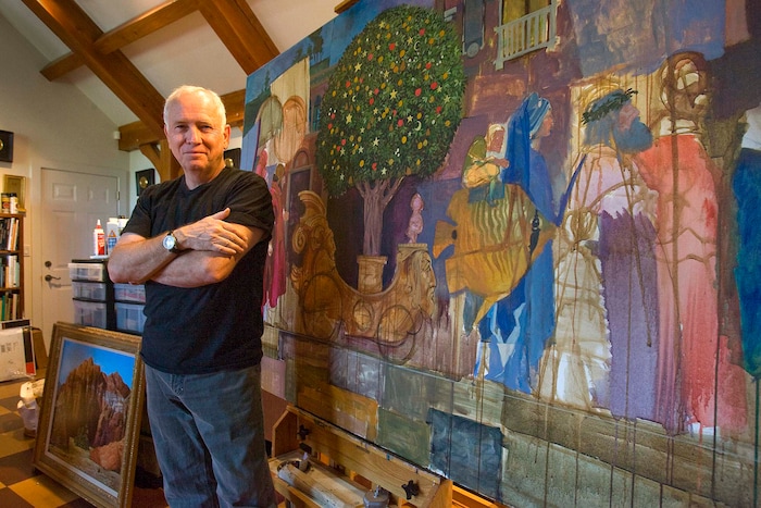 Tribune file photo

James C. Christensen in his Orem studio on Tuesday, September 30 2008. Christensen, a painter known for religious- and fantasy-based imagery, and a former art professor at Brigham Young University, died from cancer Jan. 8 in Orem. He was 74.