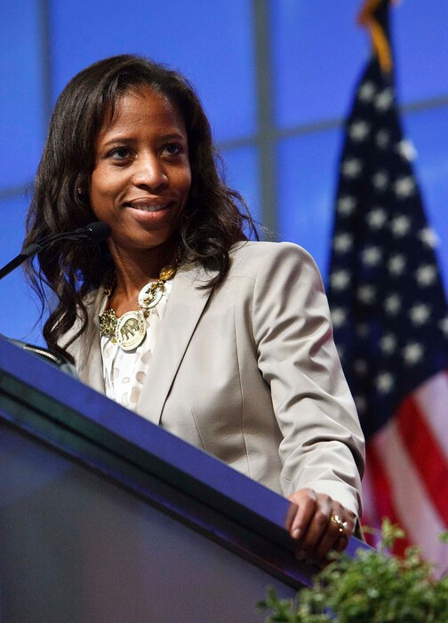 Leah Hogsten  |  The Salt Lake Tribune4th Congressional District candidate Mia Love. The Utah Republican Party held its nominating convention Saturday, April 21 2012 in Sandy at the South Towne Exposition Center.