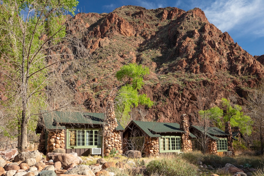 (John Burcham | The New York Times) Three of the cabins at Phantom Ranch in Grand Canyon National Park, March 6, 2020. Rescuers were searching on Monday for people missing or unaccounted for after a flash flood tore through the area on Saturday. 