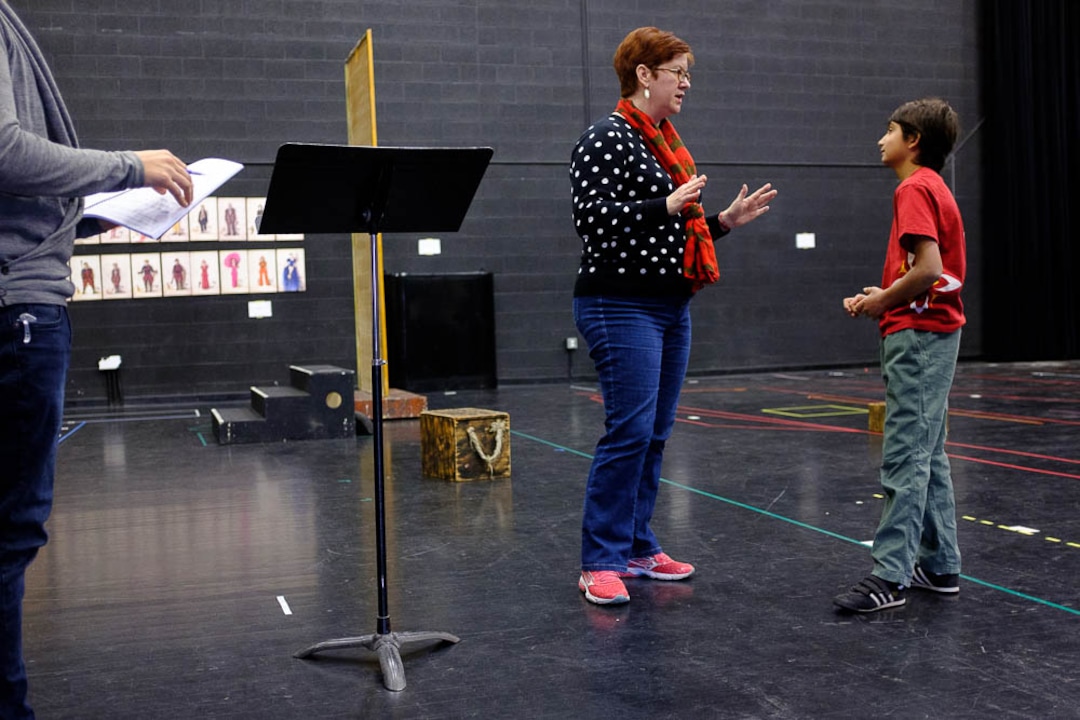 (Trent Nelson | The Salt Lake Tribune)  Rehearsal for Utah Opera's The Little Prince, with director Tara Faircloth, left, and 11-year-old Nitai Fluchel in the title role of the Little Prince. In Salt Lake City on Friday Dec. 7, 2018.