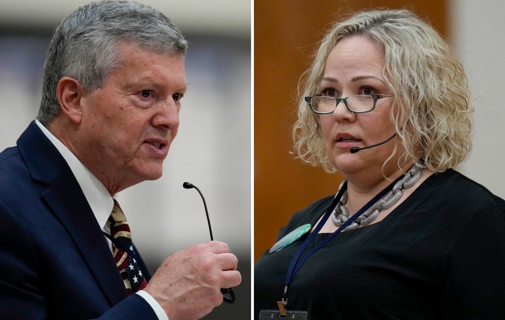 (Bethany Baker | The Salt Lake Tribune) Wayne Harper, left, and Christina Boggess, candidates for the GOP nomination for Senate District 16.