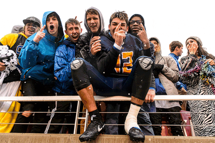 (Trent Nelson | The Salt Lake Tribune)  Orem's Puka Nacua (12)  celebrates the win over Mountain Crest in the Class 4A High School State Football Championship game in Salt Lake City, Friday November 17, 2017.