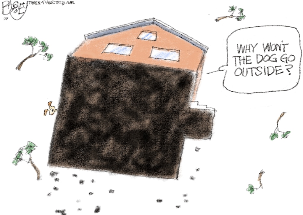 (Pat Bagley | The Salt lake Tribune) This cartoon, titled "A Mighty Wind," appears in The Salt Lake Tribune on Wednesday, Sept. 9, 2020.