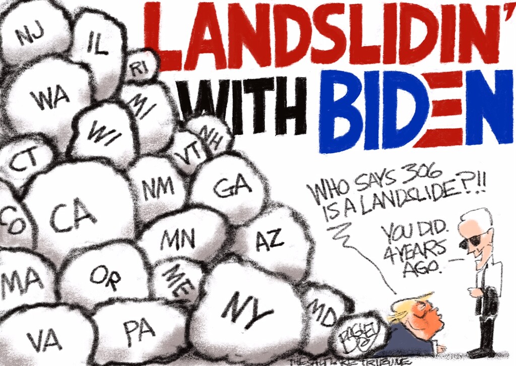 (Pat Bagley | The Salt Lake Tribune) This cartoon, titled "Biden Boulders," appears in The Salt Lake Tribune on Sunday, Nov. 15, 2020.