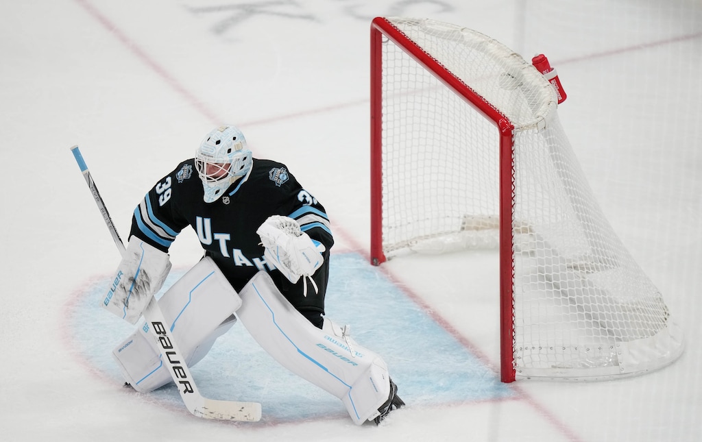 (Francisco Kjolseth  | The Salt Lake Tribune) Utah Hockey Club goaltender Connor Ingram (39) during an NHL hockey game at the Delta Center in Salt Lake City on Wednesday, Oct. 30, 2024.