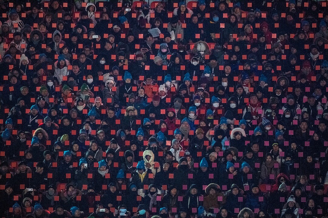 (Chris Detrick  |  The Salt Lake Tribune)  Audience members watch during the Pyeongchang 2018 Winter Olympics opening ceremony at Olympic Stadium Friday, February 9, 2018.  