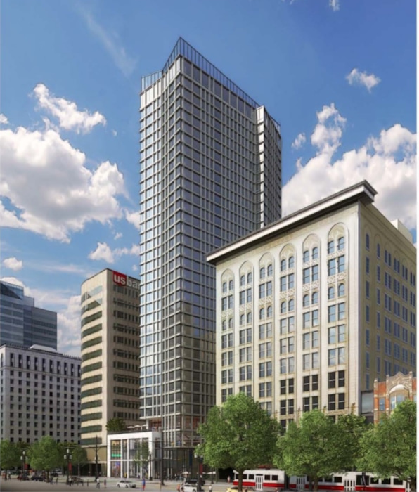 (Renderings courtesy of Salt Lake City Redevelopment Agency) Faced with prohibitive costs of completely renovating Utah Theater, city officials are now considering a proposal to redevelop the Main Street site with a mixed-use skyscraper at least 30 stories high, with affordable housing, a public green space, parking structure and reuse of key elements from the history theater.