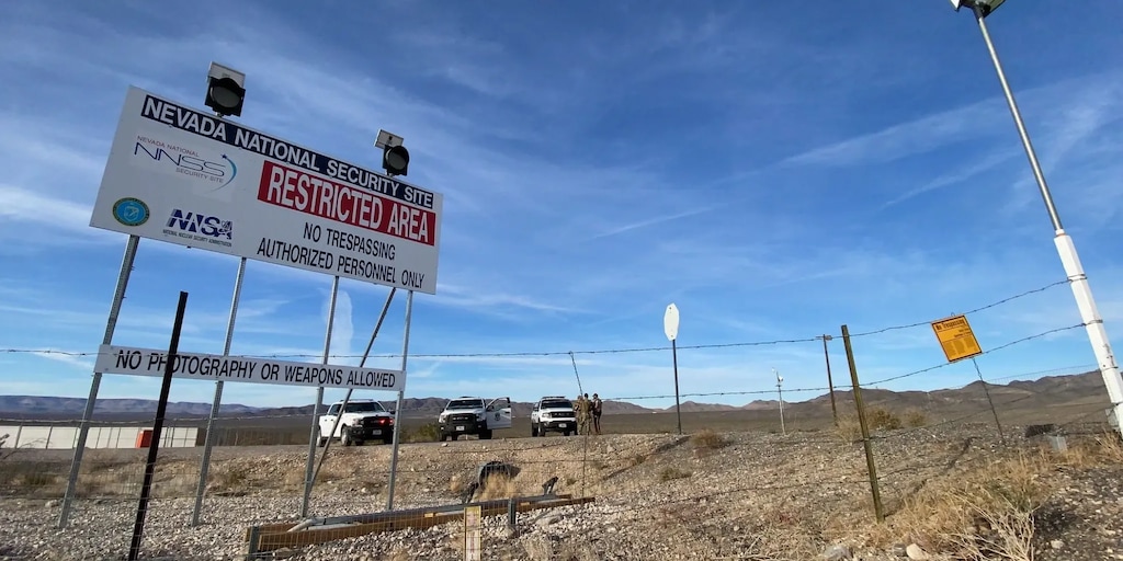 (Slamdance Film Festival) The closed gate of the Nevada National Security Site, where 928 nuclear weapons tests have been performed. The gate is seen in the documentary "Downwind," which is scheduled to premiere at the Slamdance Film Festival in Park City on Monday, Jan. 23, 2023.