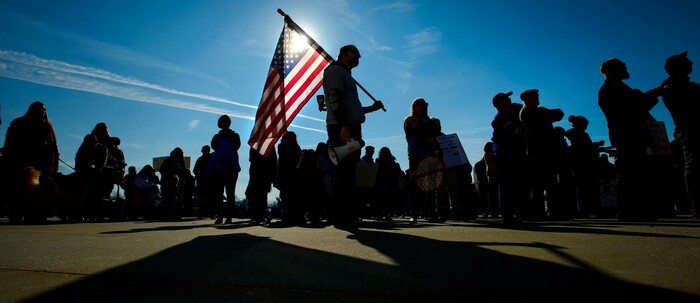 (Steve Griffin | The Salt Lake Tribune) The Utah League of Native American Voters in partnership with other area organizations rally at the State Capitol in Salt Lake City to demand that our elected leaders rebuke the President of the United States, Donald Trump, after he called Haiti, El Salvador and African Nations "s---hole countries," Monday January 15, 2018.