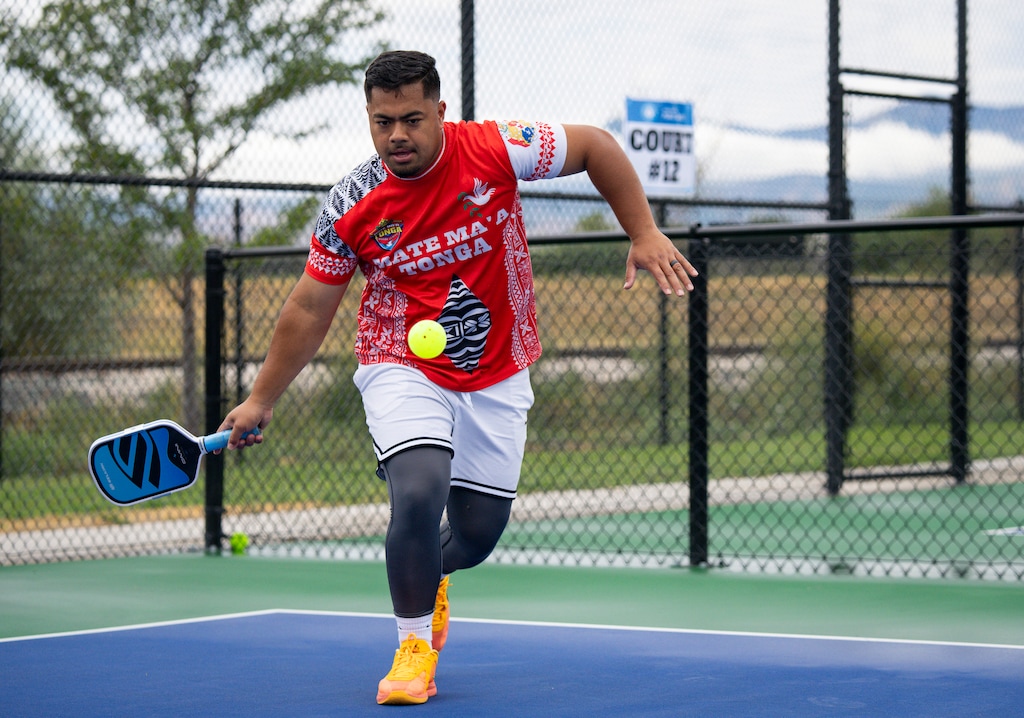 (Bethany Baker  |  The Salt Lake Tribune) Soni Laumape plays in open play during an international pickleball tournament for Pacific Islanders hosted by the Glendale club The Die Hard Pickleballerz in Salt Lake City on Saturday, Aug. 29, 2026.