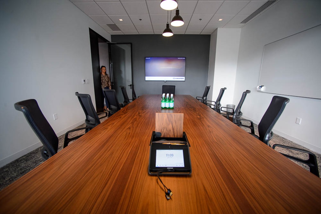 (Trent Nelson | The Salt Lake Tribune)  A conference room at CommonGrounds Workplace in Salt Lake City on Friday March 22, 2019. Downtown Salt Lake City's historic Orpheum Theatre has seen a multi-million dollar renovation and will now house Utah's first CommonGrounds Workplace, a San Diego-based provider of coworking spaces.