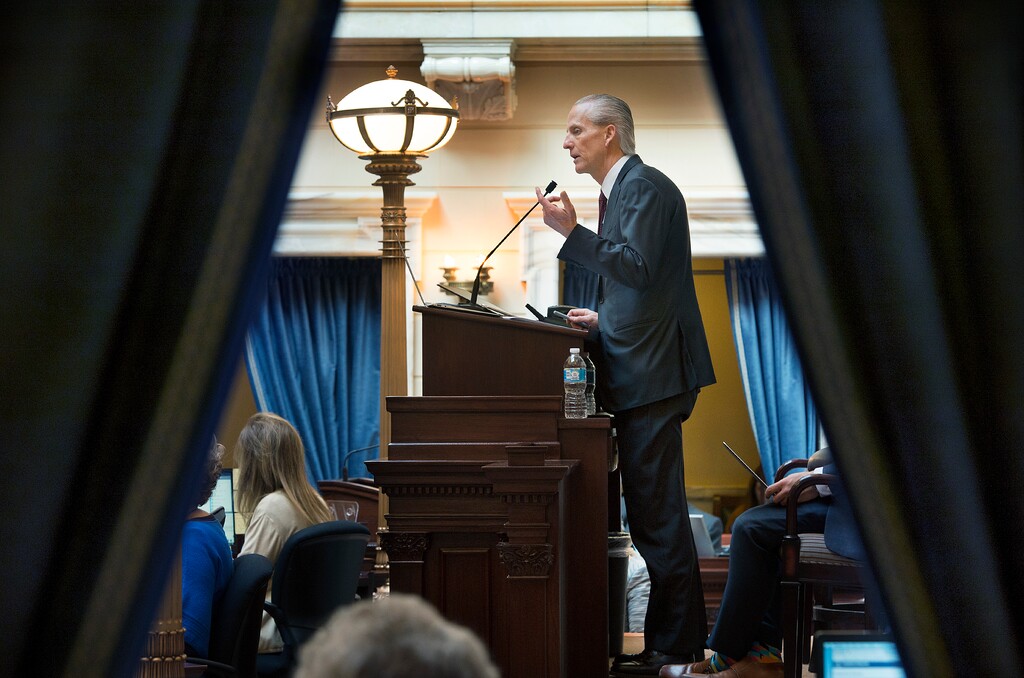 (Scott Sommerdorf | The Salt Lake Tribune) Senate President Wayne L. Niederhauser, R-Sandy, runs floor time in the Utah Senate, Wednesday, March 7, 2018.