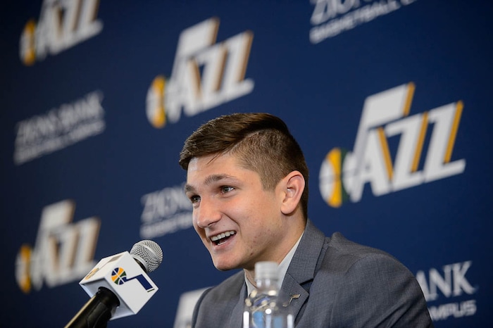 (Trent Nelson | The Salt Lake Tribune)
The Utah Jazz introduce their top draft pick Grayson Allen in Salt Lake City, Wednesday June 27, 2018.