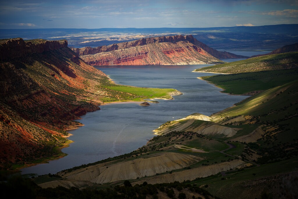 (Trent Nelson  |  The Salt Lake Tribune) The view of Flaming Gorge from the Sheep Creek overlook on Tuesday, June 20, 2023.