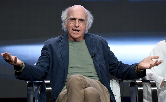 Actor/creator/executive producer Larry David speaks in the "Curb Your Enthusiasm" panel during the HBO Television Critics Association Summer Press Tour at the Beverly Hilton on Wednesday, July 26, 2017, in Beverly Hills, Calif. (Photo by Chris Pizzello/Invision/AP)