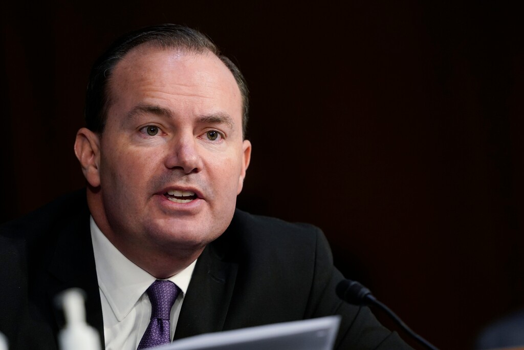 (Susan Walsh | AP file photo via pool)  Sen. Mike Lee, R-Utah, speaks during the confirmation hearing for Supreme Court nominee Amy Coney Barrett, before the Senate Judiciary Committee, Wednesday, Oct. 14, 2020, on Capitol Hill in Washington.