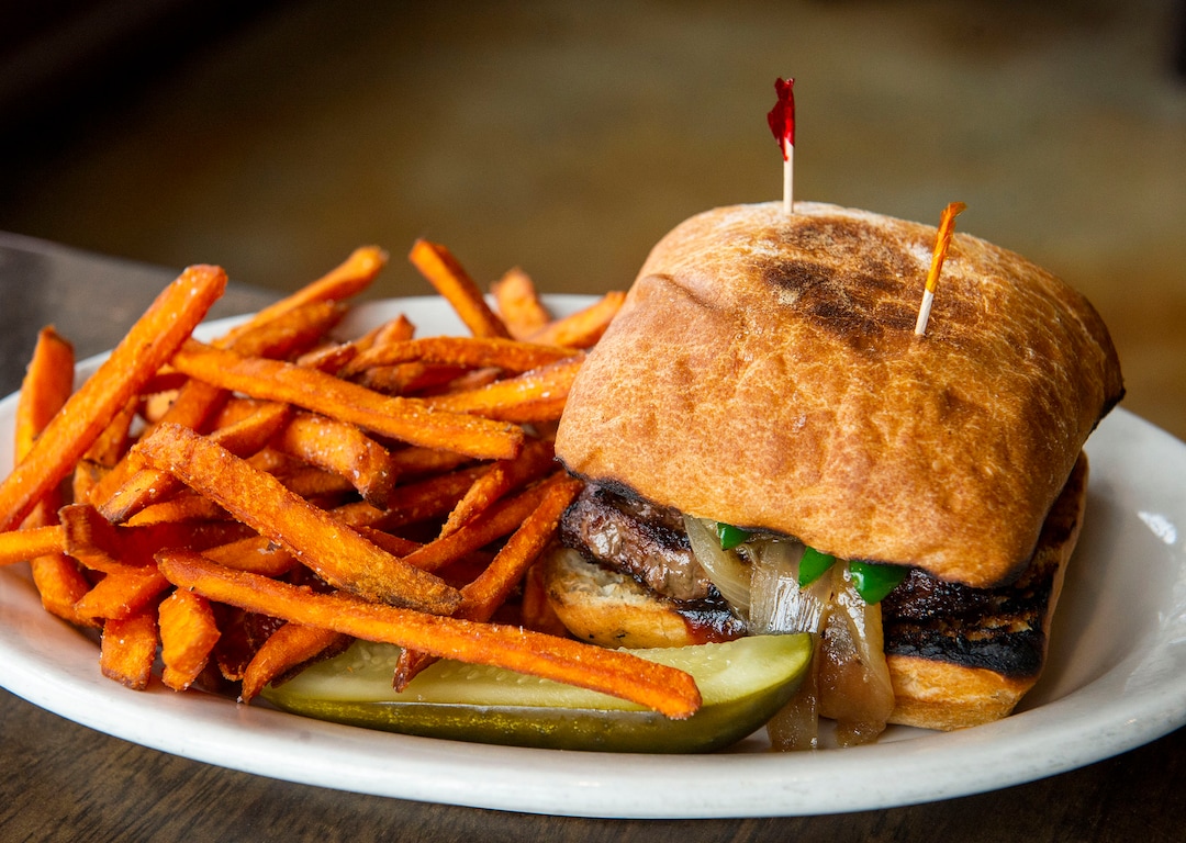 (Rick Egan  |  The Salt Lake Tribune)      Bison Burger at MacCool's Public House in Layton, Thursday, Feb. 6, 2020.
