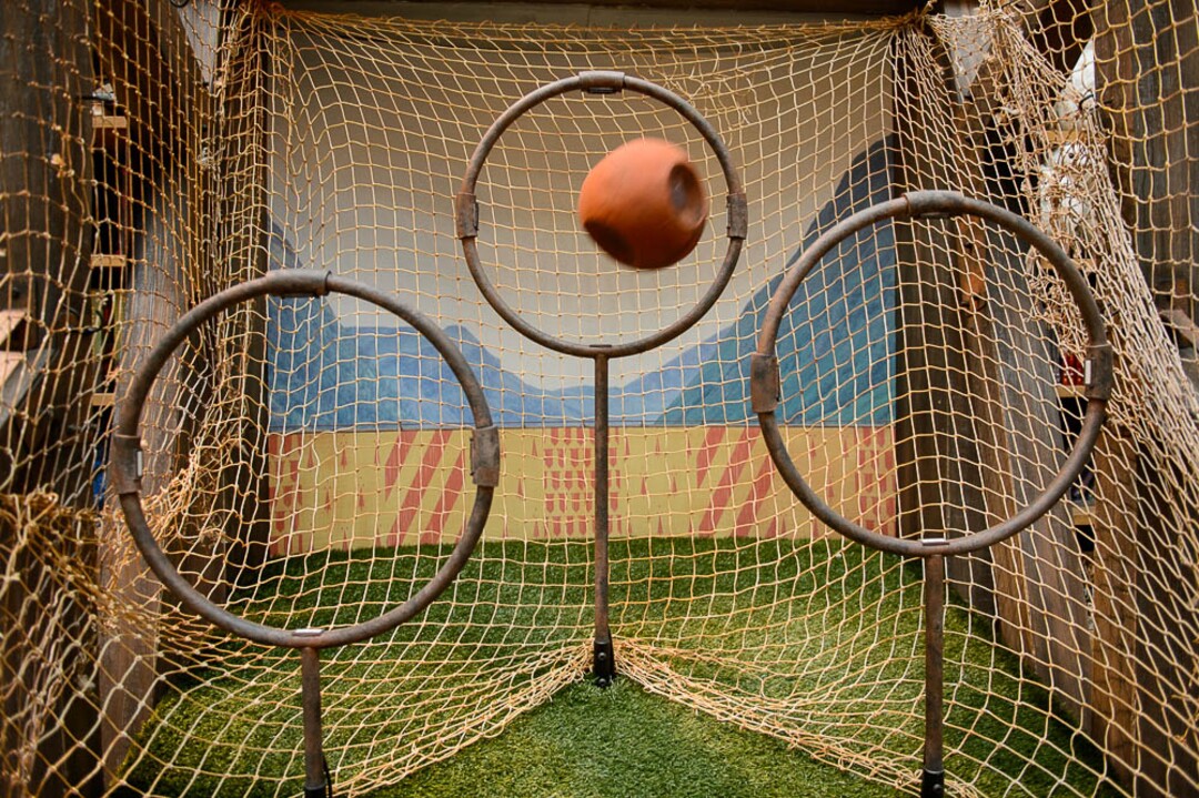 (Trent Nelson | The Salt Lake Tribune)  A Quidditch game. The pop-up store "Christmas in the Wizarding World" returns for another year at The Shops at South Town, serving all one's Harry Potter merchandise needs. Thursday Nov. 1, 2018.