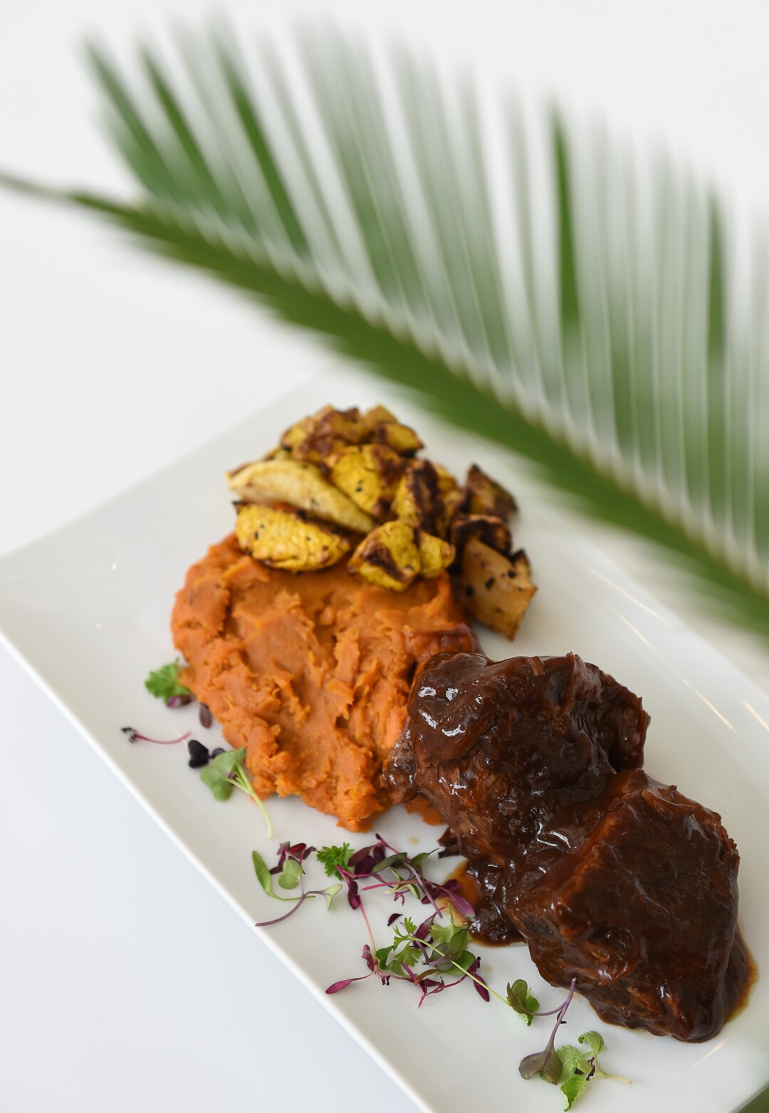 (Francisco Kjolseth  |  The Salt Lake Tribune)  For the upcoming run of "Hamilton," the Encore Bistro at the Eccles Theater is offering a menu of colonial-Inspired food, such as braised short ribs with mashed sweet potatoes and roasted yellow squash.
