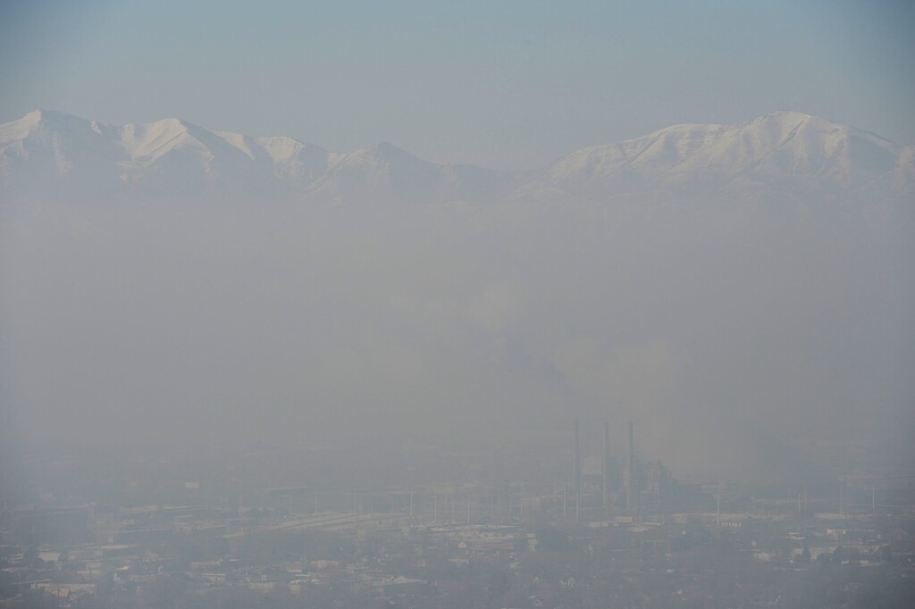 Francisco Kjolseth | The Salt Lake Tribune
The pollution plagued Salt Lake valley is obscured by another red air day as they inversion continues on Wednesday, Jan. 22, 2014. A weak storm predicted for Thursday could bring a little relief but is not expected to last.