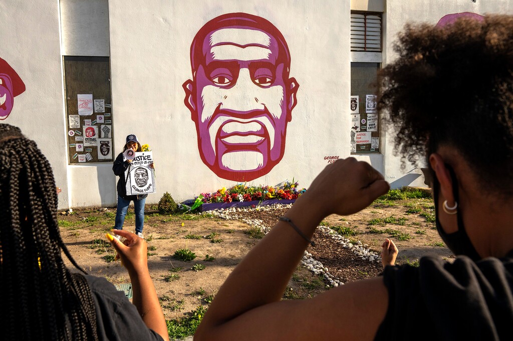 (Rick Egan | The Salt Lake Tribune) Ma Black speaks at a vigil marking the one-year-anniversary of the death of George Floyd, at the Murals in Salt Lake City, onTuesday, May 25, 2021.