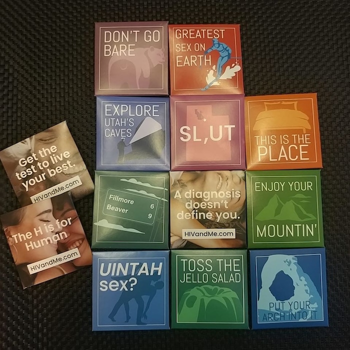 (Photo courtesy of the Utah Department of Health) State health officials were distributing condoms with bawdy Utah-themed packaging as part of a statewide HIV awareness campaign, but stopped Wednesday after Gov. Gary Herbert objected to the sexual innuendo.