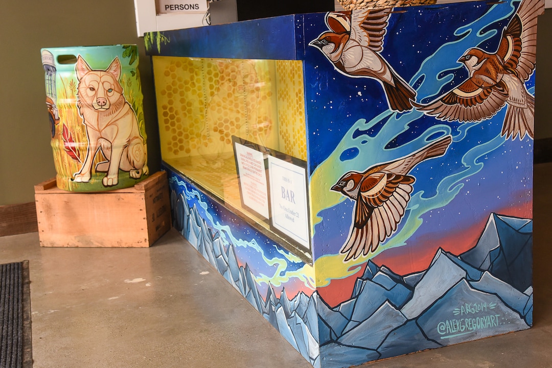 (Francisco Kjolseth  |  The Salt Lake Tribune) Level Crossing Brewing Co. features artwork by local artist Alex Gregory.