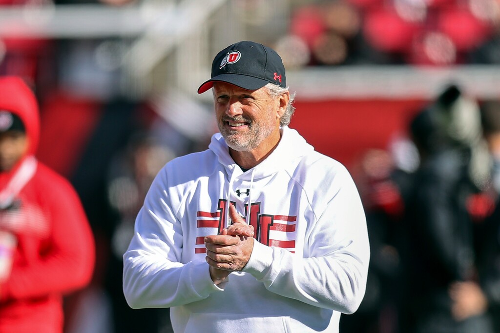 Utah head coach Kyle Whittingham looks on before an NCAA college football game against Colorado Saturday, Nov. 25, 2023, in Salt Lake City. (AP Photo/Rob Gray)