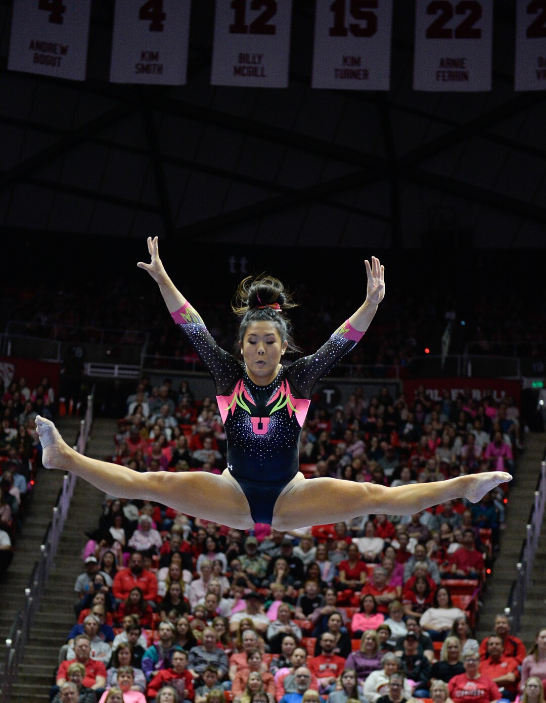 (Francisco Kjolseth  |  The Salt Lake Tribune) Cristal Isa competes on the beam as the fourth-ranked University of Utah Red Rocks gymnastics team host Stanford, Friday, March 6, 2020, at the Jon M. Huntsman Center in Salt Lake City.