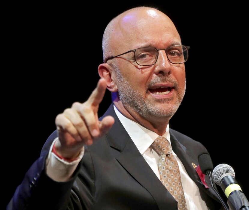 (John McCall | South Florida Sun-Sentinel | The Associated Press) In this Tuesday, April 3, 2018 photo, U.S. Rep. Ted Deutch, D-Fla. speaks during a congressional town hall meeting on gun violence in Coral Springs, Fla. Deutch, who represents Parkland, Fla., has been at the forefront of the community's efforts to respond to the deadly shooting at Marjory Stoneman Douglas High School.