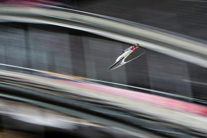 (Chris Detrick  |  The Salt Lake Tribune)  Olympic Athlete from Russia Anastasiya Barannikova competes in the Ladies' Normal Hill Individual at the Alpensia Ski Jumping during the Pyeongchang 2018 Winter Olympics Monday, February 12, 2018. Barannikova finished in 27th place with a score of 149. 