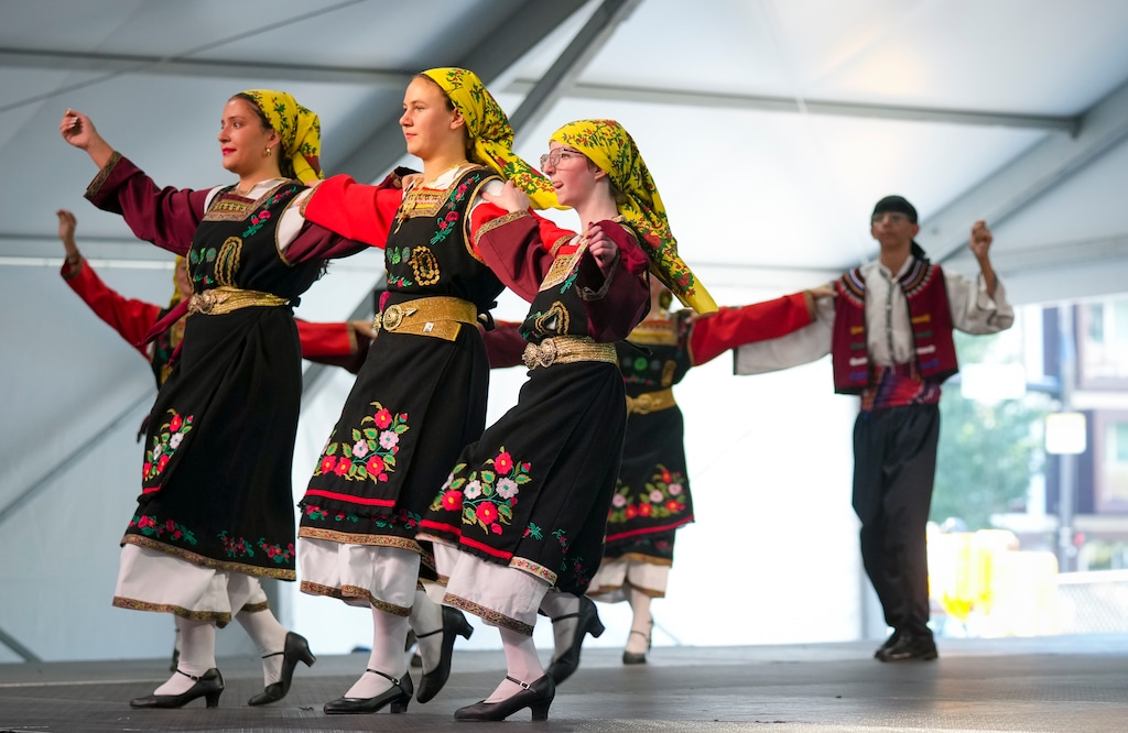 (Bethany Baker  |  The Salt Lake Tribune) The Junior Goya Dance Group performs at the Salt Lake City Greek Festival on Friday, Sept. 11, 2026.