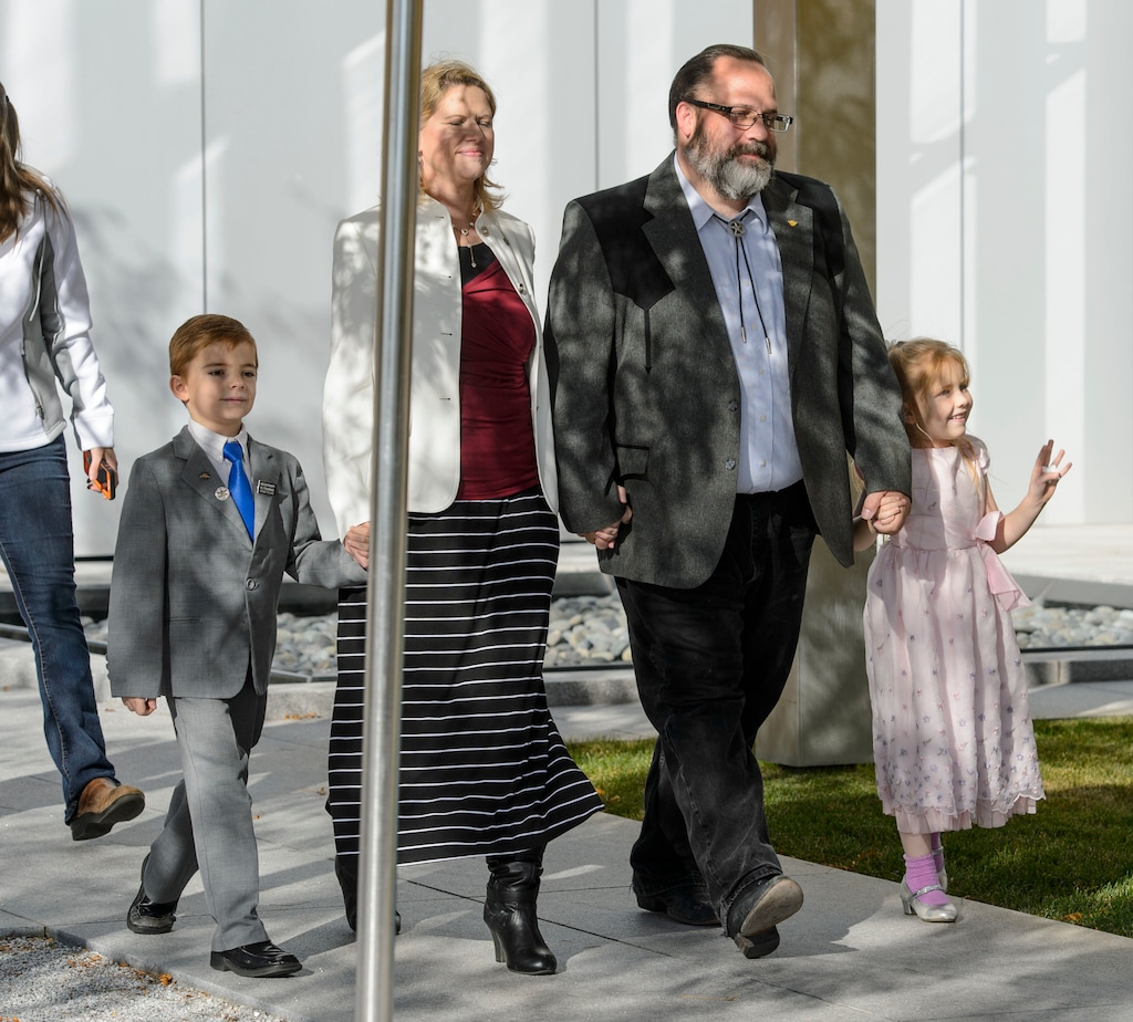 (Steve Griffin  |  The Salt Lake Tribune)   Former real estate guru Rick Koerber with his family the Federal Courthouse in Salt Lake City after a federal jury announced they were deadlocked over the allegations against him. Koerber was accused of illegal business dealings and running a Ponzi scheme. U.S. District Court David Nuffer declared a mistrial in Salt Lake City Monday October 16, 2017.