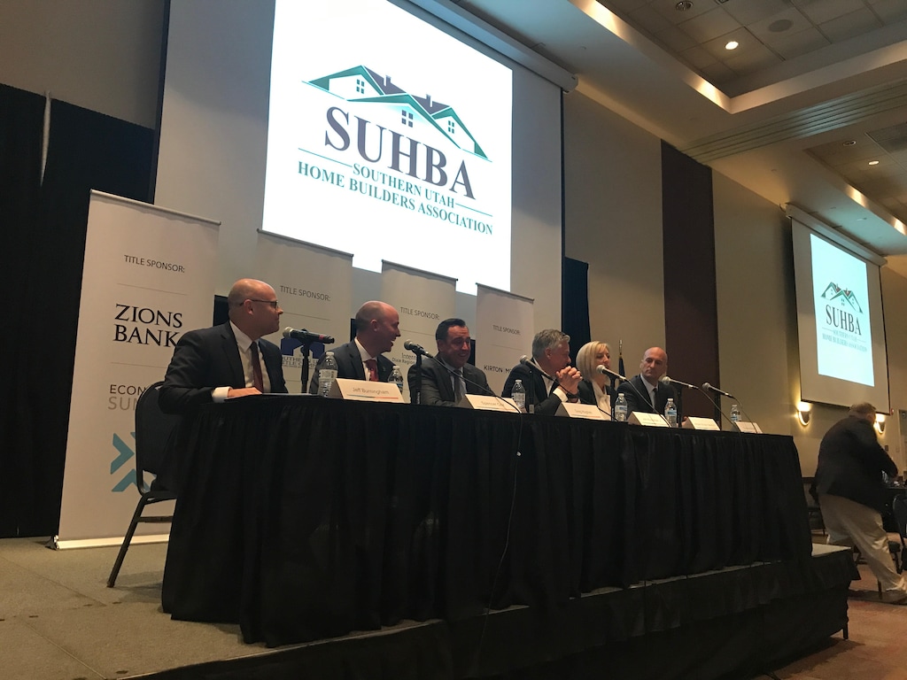 (Bethany Rodgers | The Salt Lake Tribune) Six Republican candidates for Utah governor discuss the state's economic outlook during a forum at an annual economic summit hosted by St. George Area Economic Development in St. George on Thursday, Jan. 9, 2020.
