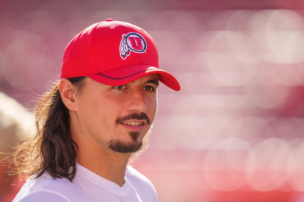 (Trent Nelson  |  The Salt Lake Tribune) Utah Utes quarterback Cameron Rising (7) as the Utah Utes host the Florida Gators, NCAA football in Salt Lake City on Thursday, Aug. 31, 2023.
