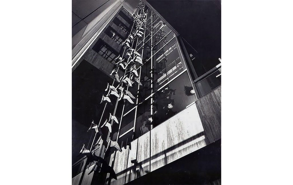 (Utah Division of State History) Tom Van Sant's "The Gulls of Salt Lake City," a bronze-on-nickel sculpture as it was installed in the Prudential Federal Savings building in Salt Lake City in 1964.