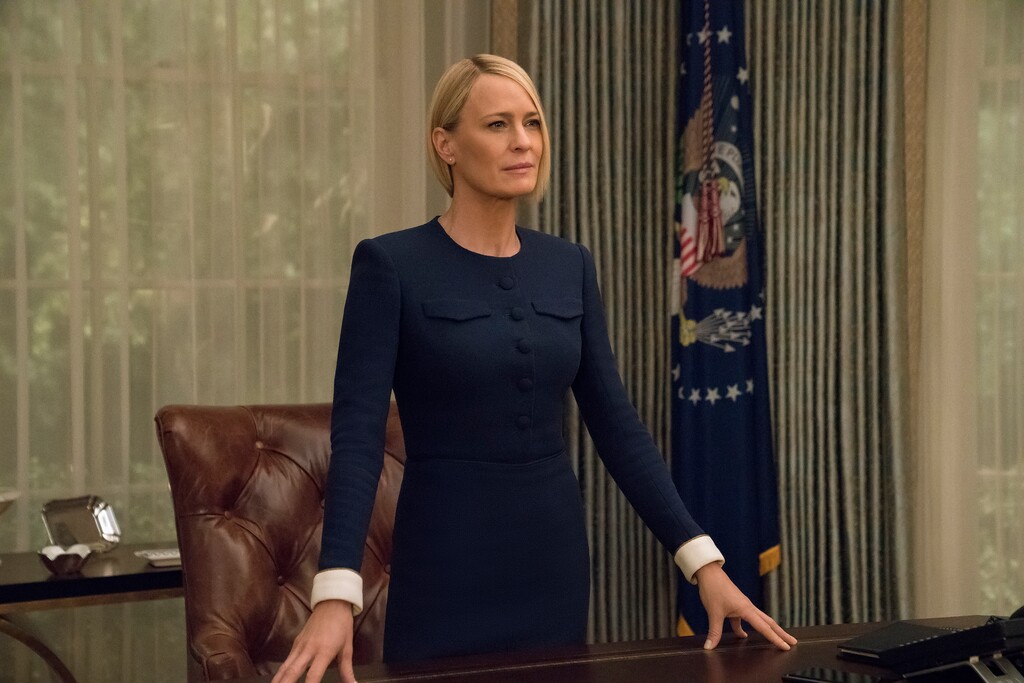 (Photo courtesy David Giesbrecht/Netflix) Robin Wright returns as President Claire Underwood in the final season of "House of Cards."