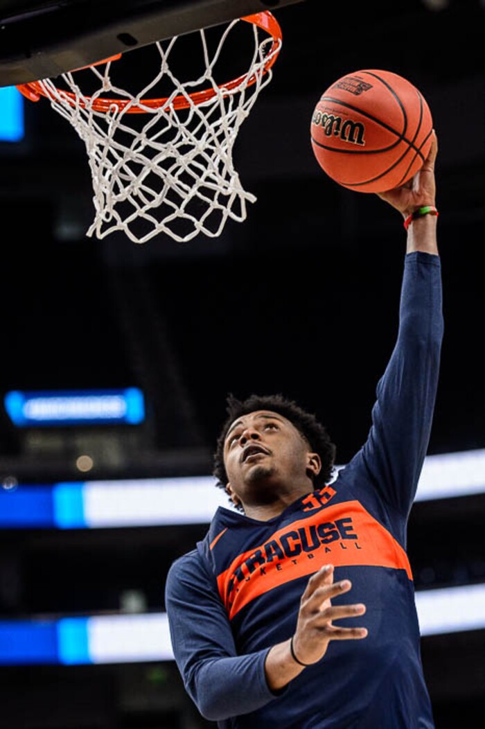 (Trent Nelson | The Salt Lake Tribune)  
Syracuse Orange forward Elijah Hughes (33) as Syracuse practices for the 2019 NCAA Tournament in Salt Lake City on Wednesday March 20, 2019.