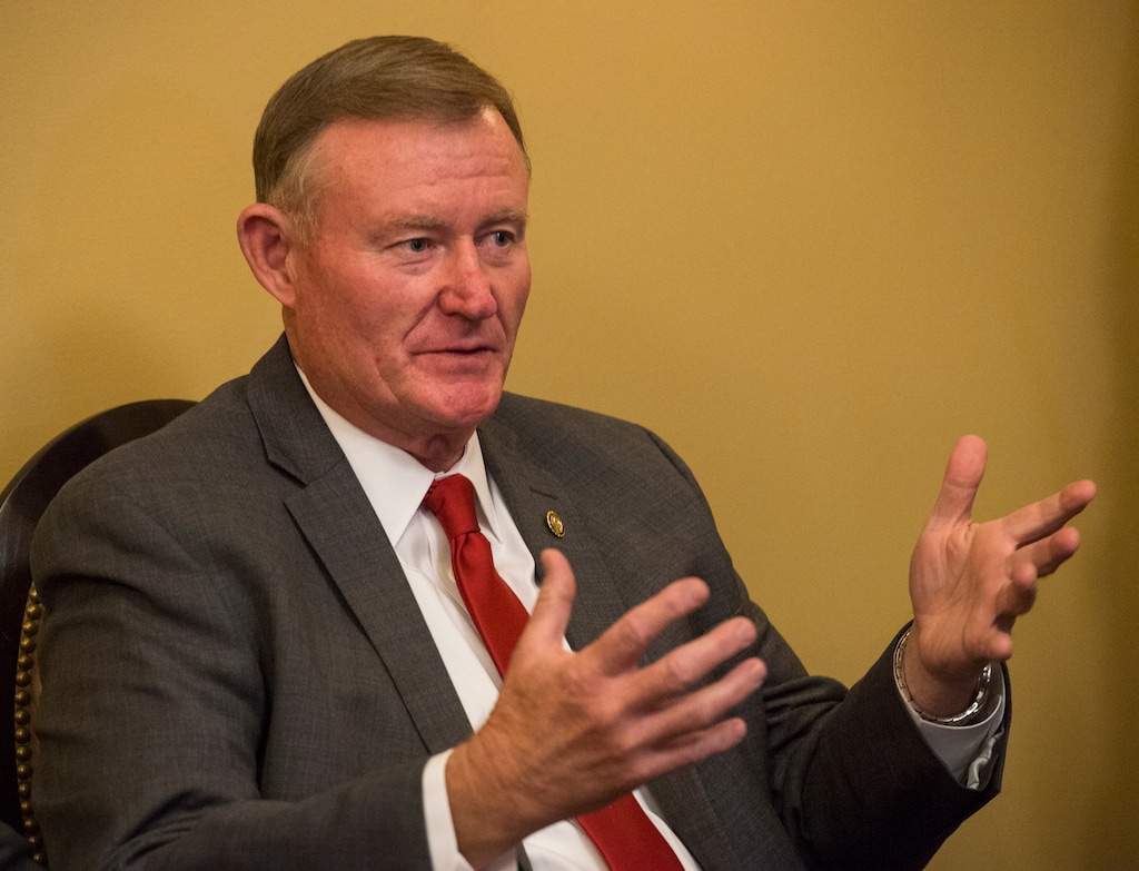 (Rick Egan  |  The Salt Lake Tribune)   Sen. Evan Vickers talks about the issues facing the legislature, during a news conference with the new Senate Majority Leaders at the Utah State Capitol, Thursday, Nov. 8, 2018.
