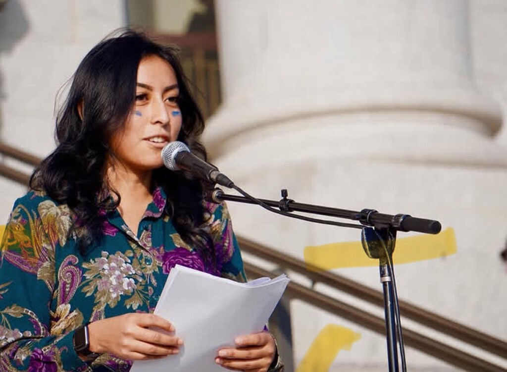 (Raquel Juarez) Raquel Juarez, now a student at the University of Utah, speaks at the Utah Capitol.
