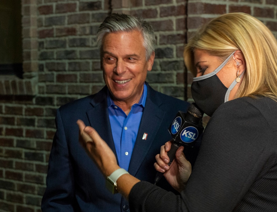 (Rick Egan  |  Tribune file photo)  Former Utah Gov. Jon Huntsman is interviewed after seeing the first returns in the GOP primary race for governor at his headquarters in Salt Lake City, on Tuesday, June 30, 2020.