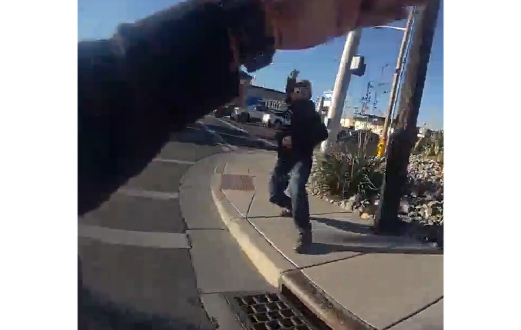 (Departamento de Policía de Salt Lake City) Imagen tomada de un video de cámara corporal que muestra el tiroteo mortal del 29 de octubre en 300 West y 2100 South.