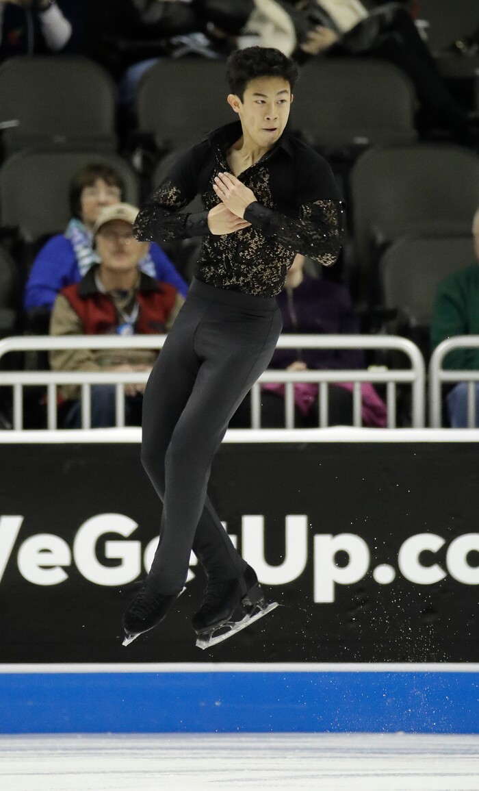 Nathan Chen performs during the men's short program at the U.S. Figure Skating Championships on Friday, Jan. 20, 2017, in Kansas City, Mo. (AP Photo/Charlie Riedel)