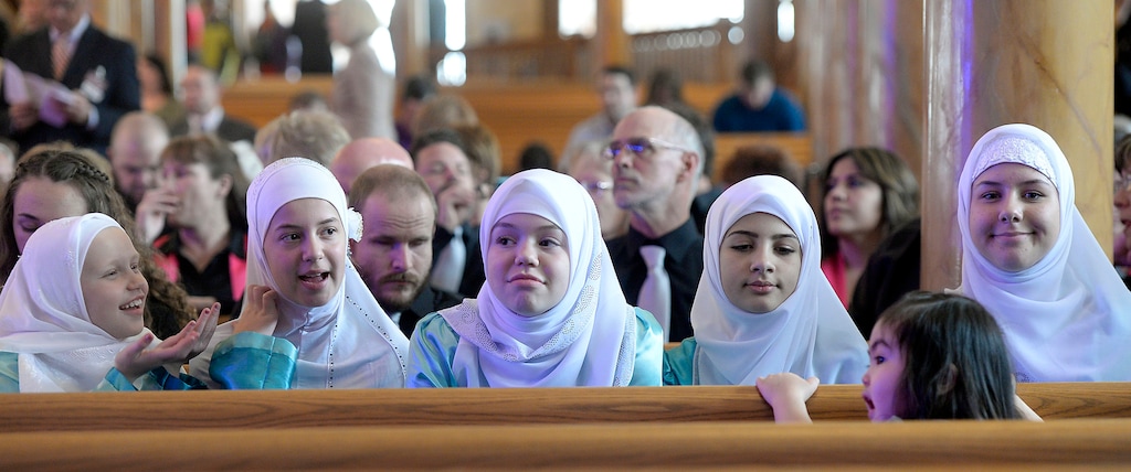 (Al Hartmann | The Salt Lake Tribune)
Members of the Bulbuli Bosnian Muslim Choir take in the ambience of the Mormon Tabernacle in 2017 before performing in a Sacred Music Evening, which included musical performances, dances, scripture readings, and prayers from many Utah faith traditions.