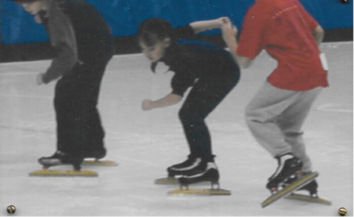 (Courtesy Photo)  Jerica Tandiman, center, skates at the Olympic Oval in Kearns.