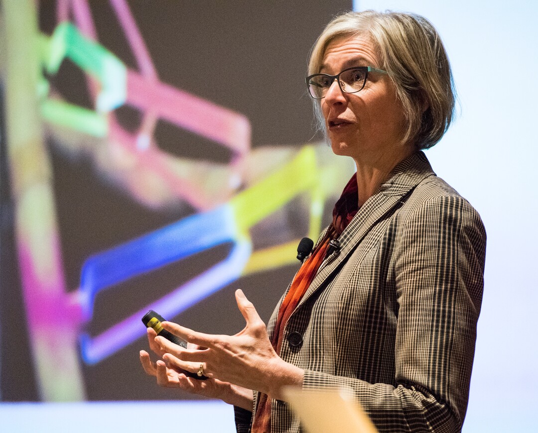 (Rick Egan  |  The Salt Lake Tribune)        UC Berkeley researcher Jennifer Doudna, gives a lecture on “Rewriting the Language of Life: The Biology, Technology and Ethics of DNA Editing."  at the Huntsman Cancer Institute, Thursday, March 22, 2018.