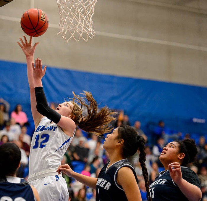 (Trent Nelson | The Salt Lake Tribune)  Fremont's Haylee Doxey (32) shoots as Hunter faces Fremont in the 6A High School Girls' Basketball Tournament at SLCC in Taylorsville, Tuesday Feb. 20, 2018.