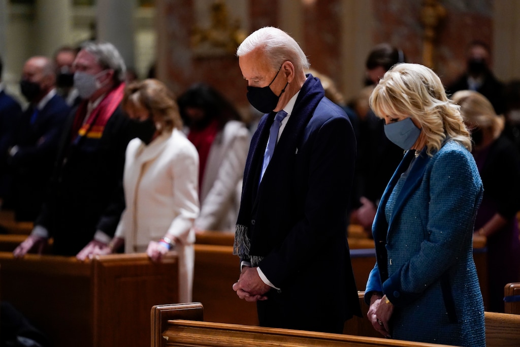 (Evan Vucci | AP photo)

In this Jan. 20 photo, President-elect Joe Biden and his wife, Jill Biden, attend Mass at the Cathedral of St. Matthew the Apostle during Inauguration Day ceremonies in Washington.