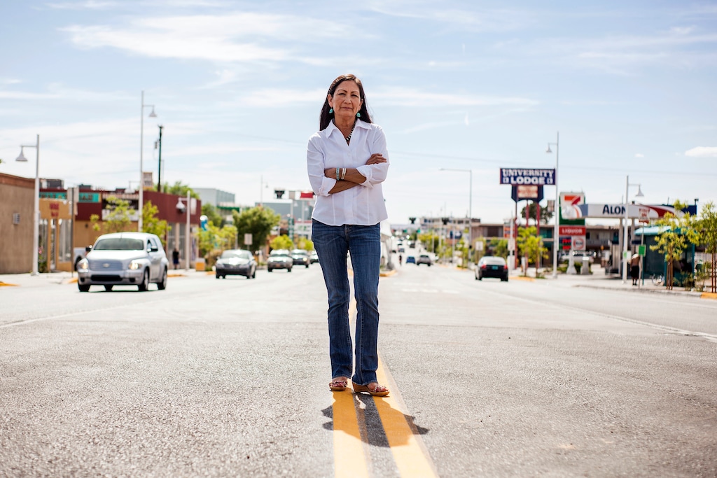 (Juan Labreche | The Associated Press) Deb Haaland poses for a portrait in a Nob Hill Neighborhood in Albuquerque, N.M., Tuesday, June 5, 2018. New Mexico voters will narrow the field in two competitive congressional races, including one in a district along the Mexico border involving a GOP-held seat that Democrats have long targeted. Haaland, a tribal member of Laguna Pueblo, is aiming to become the first Native American woman in Congress.